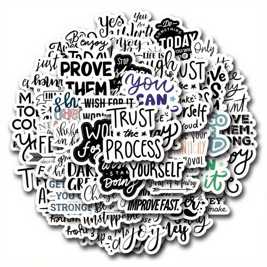50 miếng dán vinyl graffiti đơn sắc đầy cảm hứng, thích hợp dán lên cốc, tủ lạnh, sách, hành lý, bàn làm việc, mũ bảo hiểm, ván trượt, máy ảnh, đàn guitar, máy tính xách tay, đồ dùng học tập, mùa tựu trường, v.v. - Nhiều màu - Xem 1