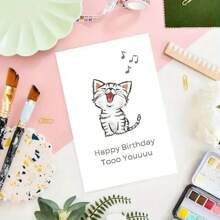 有趣的猫唱歌生日贺卡带信封 - 非常适合宠物主人、猫狗爱好者、朋友、父母、儿子和女儿 - 独特的贺卡 - 彩色 - 查看 4