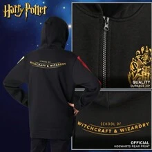 Harry Potter Zipped Hoodie Soft Cosy Hogwarts Hooded Sweatshirt Gift - Black - View 4