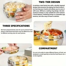 Stainless Steel Apple Shaped Bento Box, Stainless Steel Lunch Box, Travel Double-Layer Insulated Lunch Container, Reusable Portable Lunch Box For Office Workers And Students - Silver - View 6