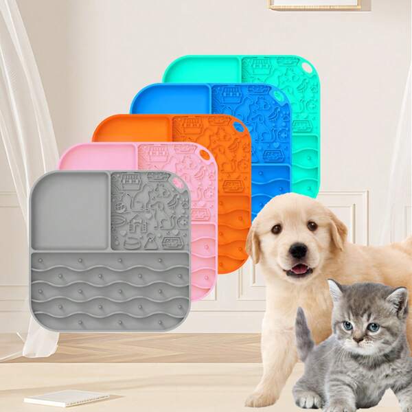 1pc Pet Slow Feeder Mat, Silicone Slow Feeding Mat, Slow Eating Prevents Choking & Vomiting, Promotes Pet Health, Material, Suitable For Cats & Dogs, Helps Relieve Anxiety