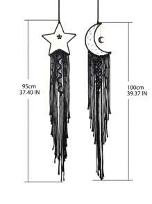 Set de 2 atrapasueños tejidos a mano con estrellas y luna, decoración de pared bohemia, arte de pared, decoración colgante adecuada para el hogar, la boda, la sala de estar, el dormitorio y regalos festivos (sin luz), decoración del hogar, decoración de la habitación, decoración de pared