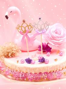 6pcs Crown Cupcake Toppers, Used For Cake Decorations, Dessert Table Decorations, Baking Decorations, Party Decorations,Christmas - Multicolor - View 2