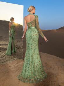 Faeriesty Hochwertig glamouröse asymmetrische Ausschnitt Meerjungfrau Saum Perlen Abendkleider & Abendroben