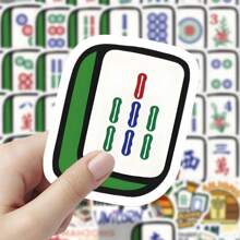 60 Peças Adesivos Fofos de Mahjong, Adesivos Decorativos Personalizados e Criativos para Copos, Paredes, Bagagens, Laptops, Cadernos, Artigos de Bebida, Projetos DIY, Itens Escolares, Volta às Aulas
