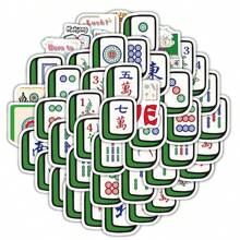 60 Peças Adesivos Fofos de Mahjong, Adesivos Decorativos Personalizados e Criativos para Copos, Paredes, Bagagens, Laptops, Cadernos, Artigos de Bebida, Projetos DIY, Itens Escolares, Volta às Aulas