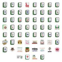 60 Peças Adesivos Fofos de Mahjong, Adesivos Decorativos Personalizados e Criativos para Copos, Paredes, Bagagens, Laptops, Cadernos, Artigos de Bebida, Projetos DIY, Itens Escolares, Volta às Aulas