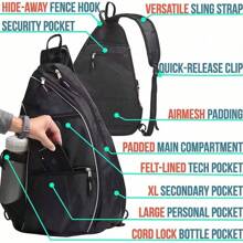 1PC Classic Pickleball Bags - Pickleball Bags For Both Women And Men, Travel Pickleball Racket Cases, Pickleball Bags For Pickleball Rackets And Tennis Rackets, Portable Pickleball Sling Bags. - Multicolor - View 4