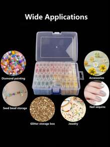 1pc 42 Slots Diamond Painting Accessories Storage Box, 5D Diamond Embroidery Bead Art Kit Case, Jewelry & Nail Decoration Supply Organizer, Lightweight & Easy To Use