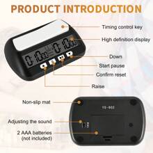 Chess Clock, Digital & Game , 3-In-1 Multipurpose Portable Professional Clock Black - Black - View 7