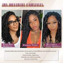 Passion Twist Crochet Hair 14/22Inch 1/4/7 Packs Water Wave Crochet Hair For -Long Bohemian Braiding Hair Extensions - Multicolor - View 6