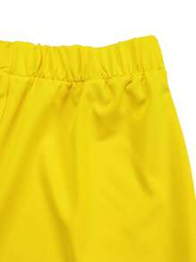 Women's Plus Size Tracksuits Outfits Solid Color V-Neck Long Sleeve Slit Hem Tops With Leggings 2 Pcs Set - Yellow - View 7