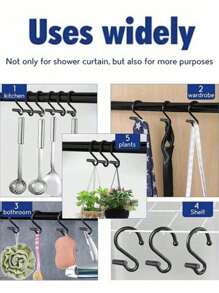 1/12 件免打孔挂钩铁合金浴帘钩，时尚纯色浴室浴帘钩，家居浴室装饰夏季浴室配件返校 - 彩色 - 查看 11