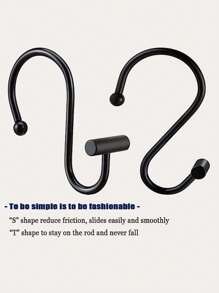 1/12 件免打孔挂钩铁合金浴帘钩，时尚纯色浴室浴帘钩，家居浴室装饰夏季浴室配件返校 - 彩色 - 查看 8