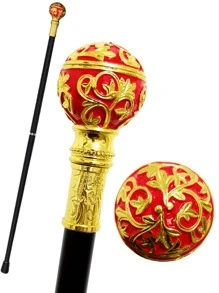 1 pieza Bastón/Bastón de Marcha de Estilo Britáinico Vintage con Patrón Floral Bicromo Desmontable, Perfecto para Halloween, Navidad, Cosplay, Actuaciones de Danza, Uso Diario y Como Regalo Maravilloso
