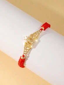 1 pièce Bracelet tressé avec couronne ajourée, Bracelet tressé de la Vierge Marie, Bracelet réglable, Cadeau porte-bonheur pour les amis, Bracelet de couple