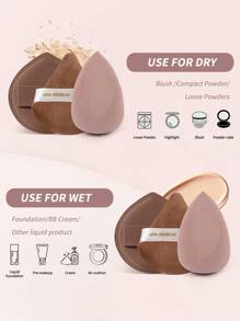 MAANGE 13Pcs Professional Soft Long Aluminum Tube Makeup Brushes With Storage Bag Christmas Gift Box+27pcs Powder Puff Accessories,Foundation Brush, Eyeshadow Brush, Eyebrow Brush, Blending Brush,Highlight Brush,Concealer Brush,Makeup Brush For Powder Liquid Cream,Makeup Tool With Soft Fiber For Easy Carrying,Brush For Travel,Christmas Theme Gifts For Women&Girls - 咖啡棕 - 查看 6