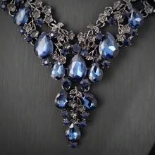 1 套女士首饰套装：项链和耳环，水钻镶嵌，时尚优雅，适合新娘、婚礼、宴会、正式场合