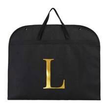 Clothing Dust Cover Men Western-Style Clothes Storage Bags Moisture-Proof Clothing Organizer Hanging Garment Bags Stuff Bag Initial Name A To Z Gold Letter Print Portable Foldable Clothes Storage Pouch For Outdoor Holiday Travel Accessories - Black - View 19