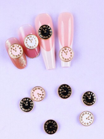 10Pcs Alloy Nail Art Decor Simple & Cute Countdown Clock Design For Women, Korean Style Diy Nail Decorations For Daily, Holiday, And Commuting Use Nails Nail Supplies Nails Nail Charms Nail Gems