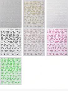 1/7 张 3D 字母指甲贴纸 7 种混合颜色字母指甲贴纸全息小字母指甲贴纸，1 件/7 件 3D 彩色字母自粘指甲贴花适用于女士女孩指甲 - 彩色 - 查看 14