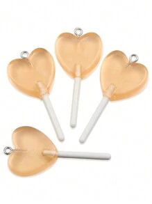 10pcs DIY Resin Acrylic Accessories - Star, Heart And Lollipop Shaped Pendants For Bag, Bracelet And Holiday Gifts