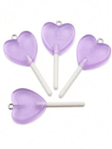 10pcs DIY Resin Acrylic Accessories - Star, Heart And Lollipop Shaped Pendants For Bag, Bracelet And Holiday Gifts