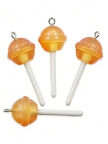 10pcs DIY Resin Acrylic Accessories - Star, Heart And Lollipop Shaped Pendants For Bag, Bracelet And Holiday Gifts
