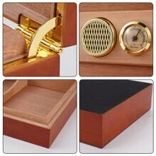 OUR ADVENTURE BOOK Eine tragbare Mini-Zedernholz feuchtigkeitsspendende Zigarrenbox mit einem Feuchtigkeitsmesser und einer Flip-Cover Feuchtigkeitsbox für den Heimgebrauch