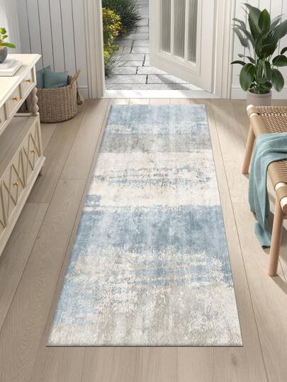 1pc Blue Modern Minimalist Style Plush Pile Rug, 850g/M² Thickness 0.5cm Rectangle, Non-Slip Washable Decor Carpet For Living Room, Kitchen, Dining Room, Office, All Seasons