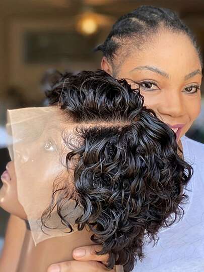Short Pixie Cut Lace Wig Curly Human Hair Wigs 13x1 Frontal Transparent Lace For Women 6 Inch Short Curly Kinky Human Hair Wig Deep Curly Brazilian Hair Real Hair Wig For Beauty And Personal Care