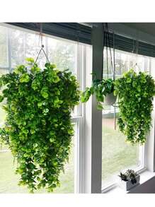 1 Bundle Artificial UV Resistant Greenery, Fake Decorative Flowers, Leaves, Tropical Foliage, Suitable For Wedding, Garden, Patio, Window Box, Farmhouse Decor, Green Fake Plants, Valentine's Day Party Decoration, Valentine's Day, Gift Gifts Birthday Graduation,Garden Decor,Outdoor Plant,Gardening,Fake Flowers