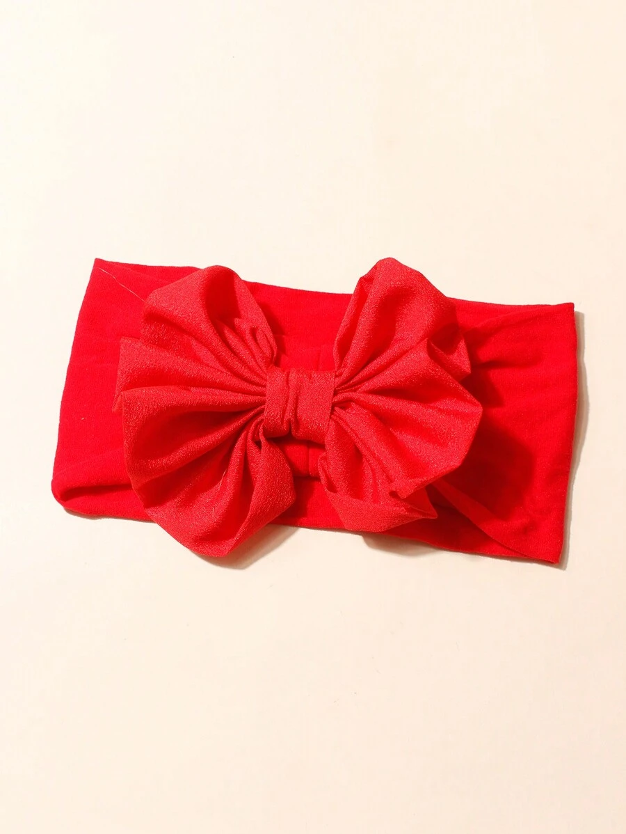Baby Bow Decor Hair Band Tình yêu Valentine - Đỏ - Xem 1