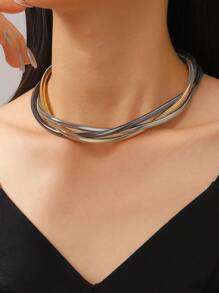 1pc Fashionable Minimalist Snake Bone Woven Necklace/Choker, Suitable For Women's Daily, Banquet And Party Wear