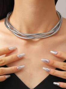 1pc Fashionable Minimalist Snake Bone Woven Necklace/Choker, Suitable For Women's Daily, Banquet And Party Wear