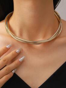 1pc Fashionable Minimalist Snake Bone Woven Necklace/Choker, Suitable For Women's Daily, Banquet And Party Wear