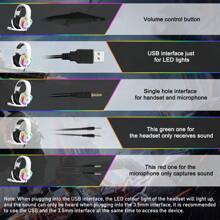 LexonTech RGB游戏耳机，5.1声道立体环绕声，3.5mm有线LED头戴式舒适耳机，带降噪麦克风和线控音量调节，适用于PC、笔记本电脑和智能手机，圣诞礼物/新年礼物/节日礼物/圣诞特辑/家庭礼物/年末礼物 - 白色 - 查看 8