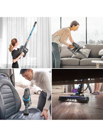 YISORA N300 Cordless Stofzuiger Cleaner, 20kPa Powerful Suction, 0.8L Dust Bin, 2200mAh Battery, Up To 40min Runtime, Cleaning Modes, <70dB, Ultra Lightweight, Blauw view 4