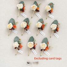 Artificial Flowers Boutonniere For Men,Groom Groomsmen Boutonniere, Artificial Flowers Decor For Wedding Decor/Prom/Homecoming, Etc.Wedding Bouquet Centerpieces Party Tables Home Decorations Party Favors Room Decor Bride