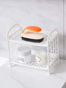 1pc Removable Dual Layer Wall Mounted Storage Organizer Rack, Suitable For Cosmetics, Kitchen Essentials And Stationery - Ideal For Home And Dorm, Practical Storage Shelf - Multicolor - View 8