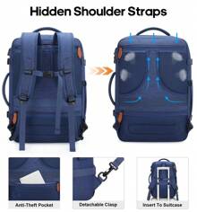 UKEIN Bagsure Travel Backpack, 42L Carry On Luggage, Flight Approved Expandable Backpack, Laptop Backpack, Hidden Shoulder Straps Weekender Bags For Women Men, Suitcase With Packing Cubes And Shoe Pocket - Màu xanh lam - Xem 3