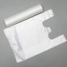 50/100 piezas Bolsas de plástico transparentes blancas portátiles, bolsas de compras de supermercado, bolsas de compras de tela, duraderas, bolsas para llevar, suministros de embalaje