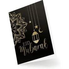 2 Stück Grußkarten und Anhänger, Mubarak Karten mit Goldfolie - Luxus Mubarak Karten - Schwarz und Gold Karten - E ID Karten, perfekt zum Geschenkverpacken und um als Geschenk zu verschicken