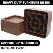 8 Set Bed Risers 3inch, Adjustable Furniture Risers, Heavy Duty Oversized Bed Legs Risers, Up To 6000 Lbs-Table Leg Extenders, Bed Table, Chair, Desk, Sofa (Brown 8 Pack)