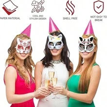 10 piezas Máscaras de gato DIY pintadas de blanco, máscaras en blanco de media cara para disfraz de animales, disfraces de Halloween, herramientas de maquillaje. [Uso versátil]: Las máscaras de gato son adecuadas para todas las personas y son un accesorio multifuncional para diversas ocasiones.