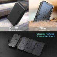 Pin dự phòng năng lượng mặt trời 26800mAh, Bộ sạc năng lượng mặt trời Elzle có 2 đầu ra USB-A và 1 đầu vào USB-C, Pin ngoài chống nước ngoài trời có 4 tấm pin mặt trời và đèn pin cho điện thoại thông minh, máy tính bảng, bộ pin mở rộng cắm trại, trạm sạc Cycles cho cắm trại ngoài trời, du lịch RV & sử dụng tại nhà, pin dự phòng khẩn cấp - màu đen - Xem 2