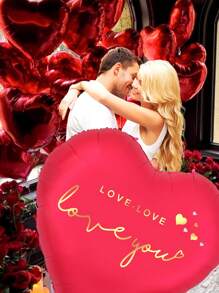 1pc/2pcs 63 Inch Giant Heart Shape Foil Balloon With Gold Foil "I LOVE YOU" Print, Suitable For Wedding, Engagement, Anniversary, Valentine's Day Party Decoration Back To School Valentine's Day - Multicolor - View 8