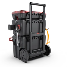 Hyper Tough Hyper Stack Heavy Duty 3 Piece Plastic Modular Rolling Toolbox System, Black - 1 - View 8