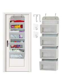 Organizador De 4 Bolsillos Transparentes Para Colocar Sobre Colgable - Gris Claro - Ver 1