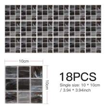 90PCS Kitchen Wall Tile Stickers Waterproof Self-Adhesive WaterproofBathroom Stickers Matte 10*10cm - Grey and Black - View 2